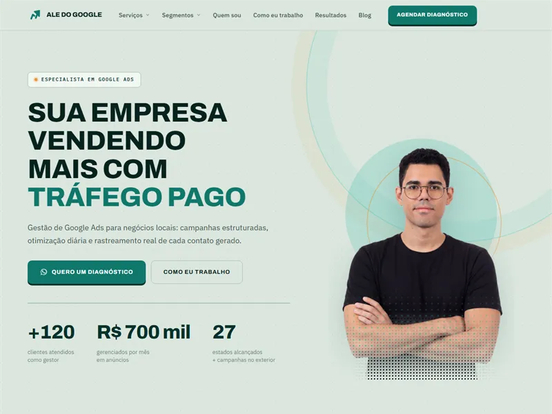 Primeira tela do site Ale do Google