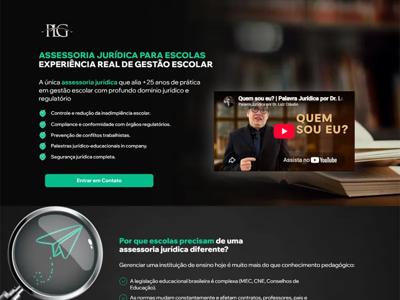 Primeira tela do site de Luiz Cláudio — Direito Educacional