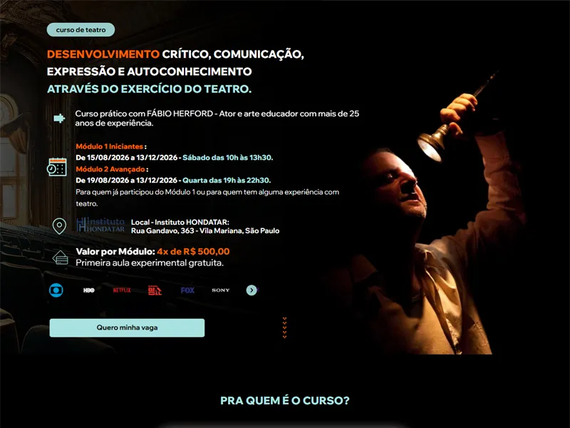 Primeira tela do site de Fábio Herford