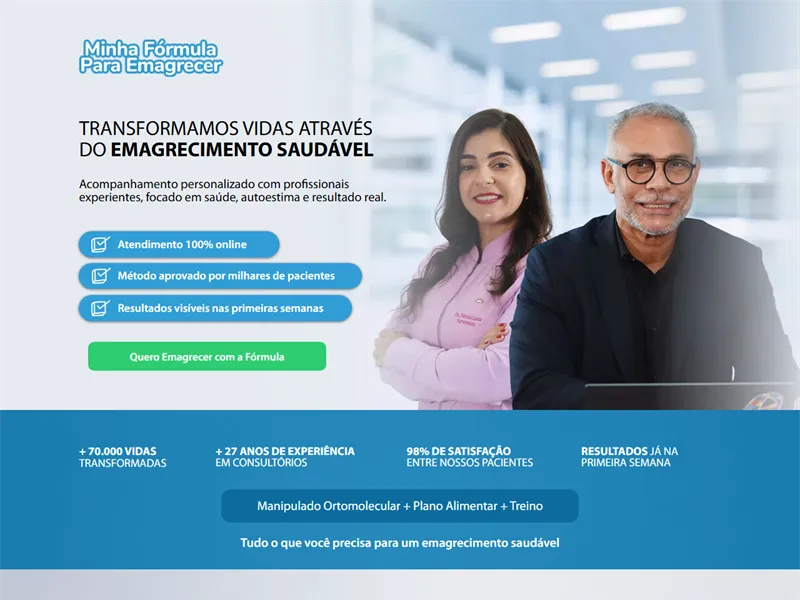 Primeira tela do site de Minha Fórmula para Emagrecer