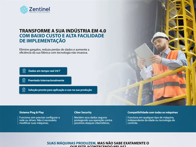Primeira tela do site de Zentinel